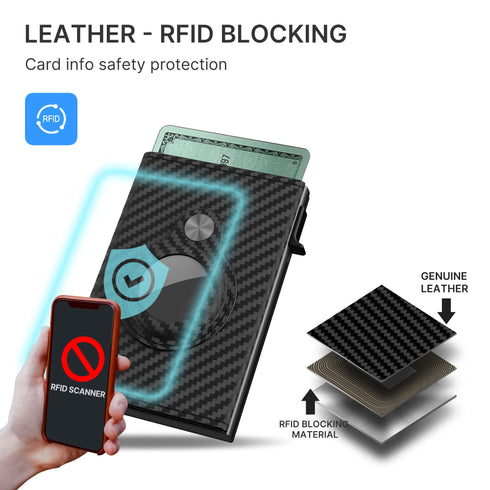 Typecase Mens Wallet Card Holder for Tracker: Leather Smart Wallet for Men Compatible with Apple Tracker, RFID Blocking, Slim, Minimalist - 9-14 Card Capacity | ID Window | Cash Slot